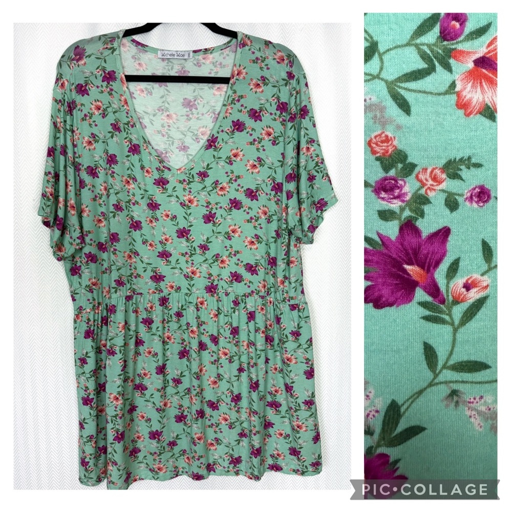 Michelle Mae Sarah Ruffle Short Sleeve Top Size 2X